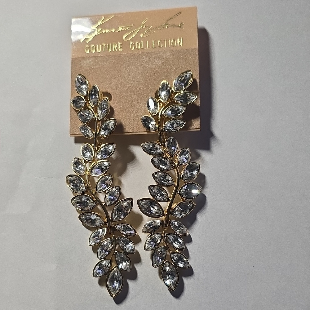 Kenneth Jay Lane Gold and Silver Leaf Earrings
